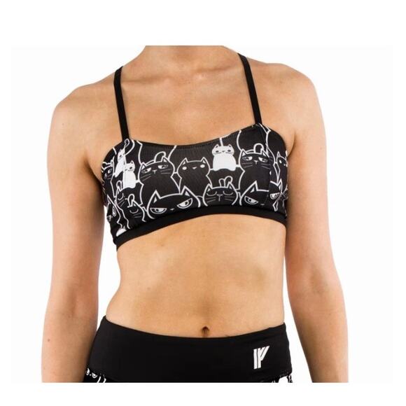 NewBreed Girl | Women's XXL Razor Back Sports Bra Cat Lady Black - Picture 1 of 8